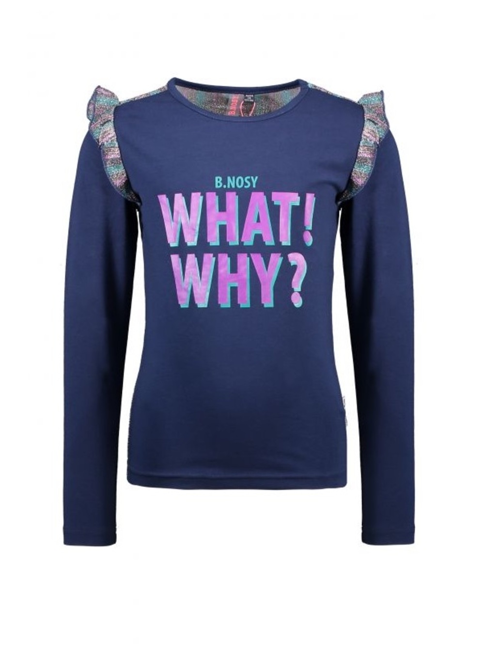 Girls' Navy Long-Sleeve Graphic Tee - 'WHAT! WHY?'